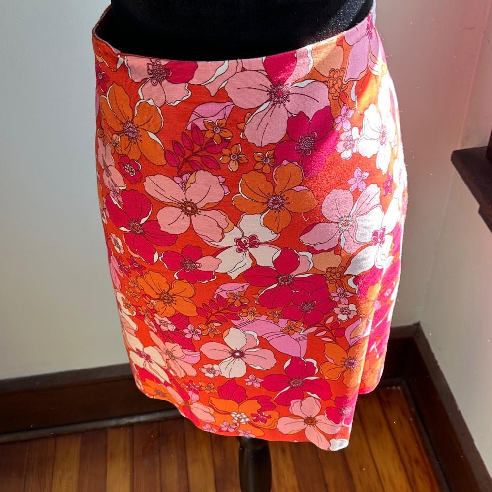 Talbots Pink and Orange Floral Pencil Skirt